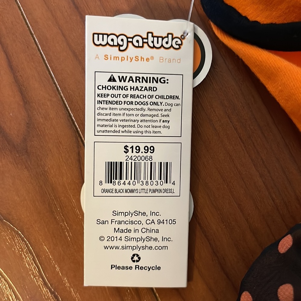 Mommy’s Little Pumpkin Dog Halloween Costume ~ Large - Picture 6 of 9